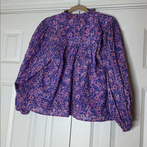 EMERSON FRY India Collection Violet Wildflower Organic Emmaline Blouse SzS NWOT - Picture 5 of 5